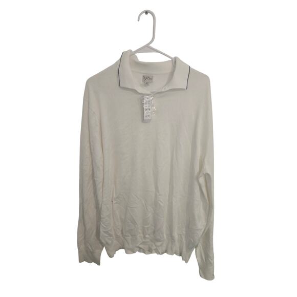 J.crew Other - J.CREW Sweater Polo Mens XL Ivory Heritage Cotton Tipped NWT Long Sleeve BV916